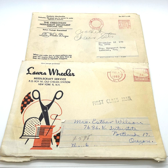 Laura Wheeler Vintage 1940's Filet Crochet Chair Sets #1376 & #598 Deer Peacock - Picture 4 of 4